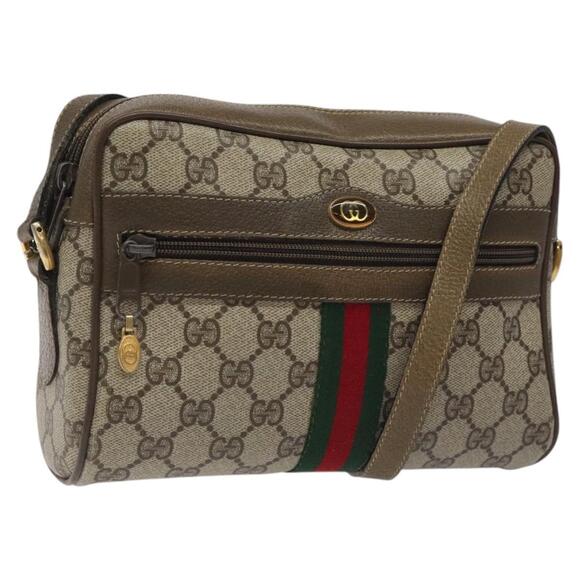 GUCCI GG Supreme Web Sherry Line Shoulder Bag Pvc Beige 56 02 004 - Picture 1 of 16